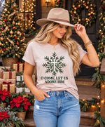 Evergreen Snowflake O Come Let Us Adore Him Tee - Pink - SKC & Co.