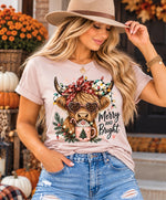 Highland Cow Merry & Bright Tee - SKC & Co.