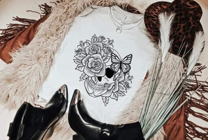 Floral Skull Tee - SKC Boutique