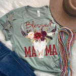Blessed Mama Skull with Flowers Tee - SKC Boutique