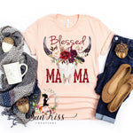 Blessed Mama Skull with Flowers Tee - SKC Boutique