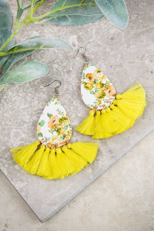First Day of Spring Floral Earrings, Yellow - SKC Boutique