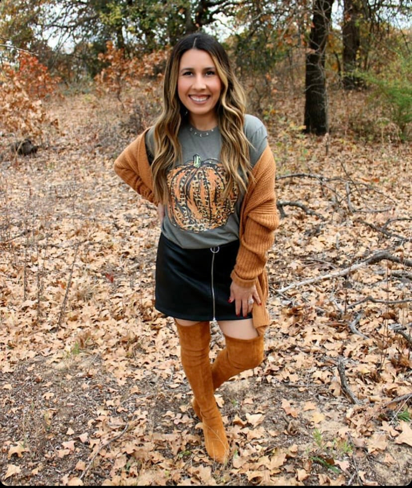 Leopard Pumpkin Tee-Fall Tee - SKC Boutique